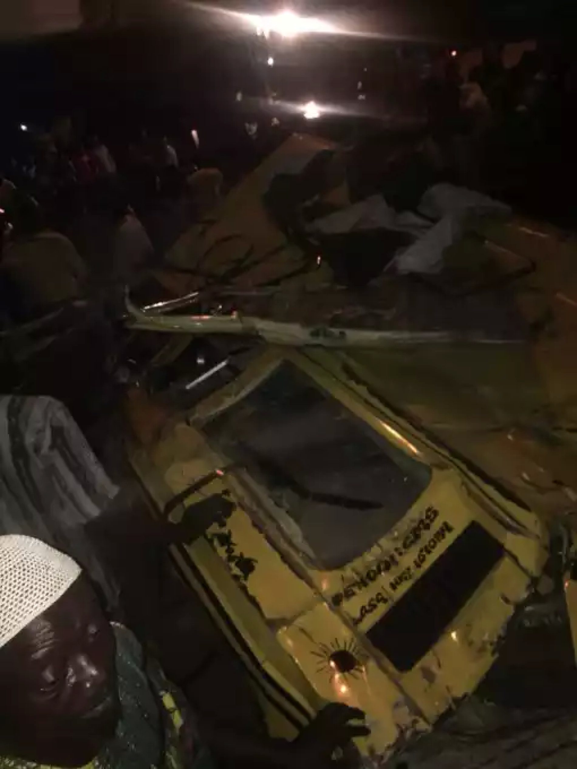 Ojuelegba Bridge: Container falls on a bus.