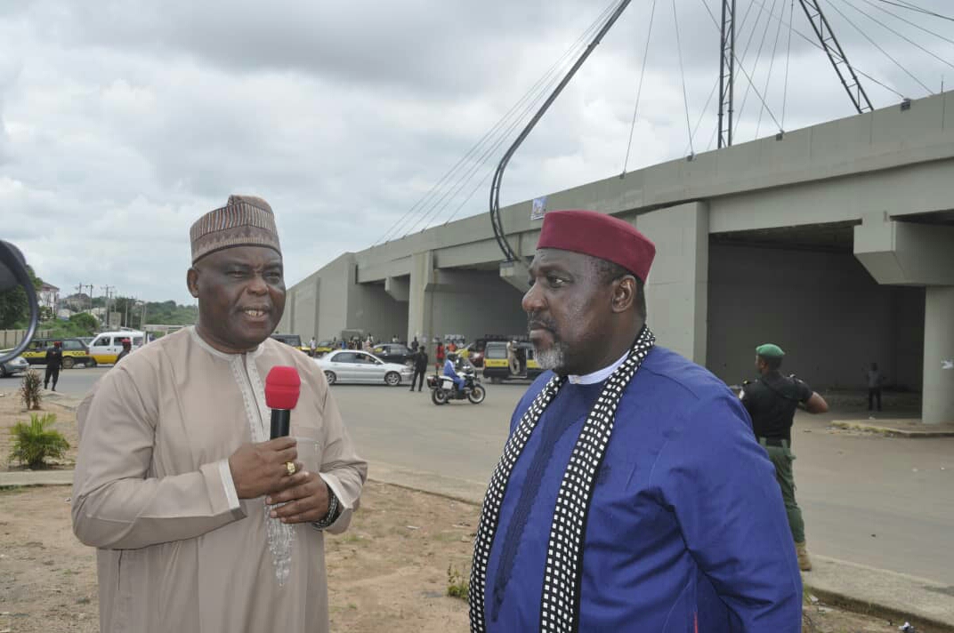 Okorocha and Dokpesi Gov. Okorocha and AIT CEO, Mr Dokpesi interfacing at New Road Flyover, Amakohia, Owerri