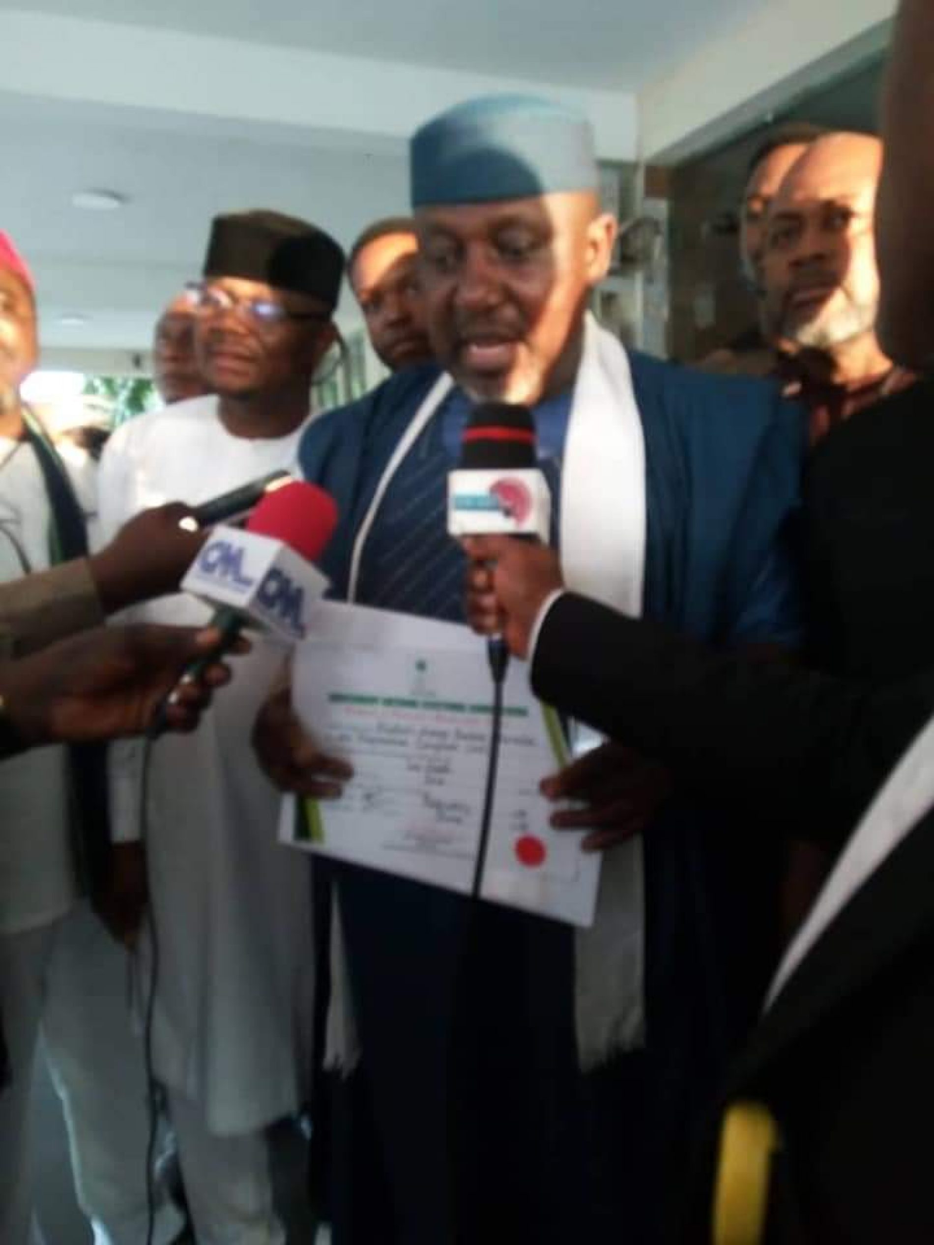 Senate: Imo Ex-Gov Okorocha Thanks God Over His Certificate of Return