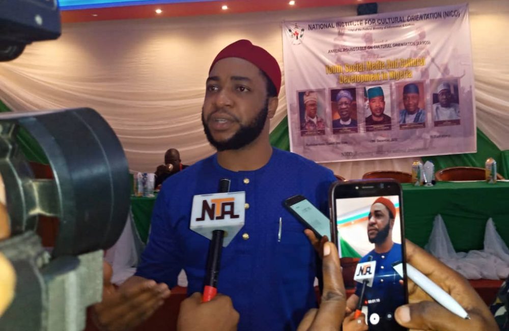 Rex Okoro, SA to the governor on Youth Affairs, speaking during the Annual Round-table on Cultural Orientation organized by National Institute for Cultural Orientation, held at Rockview Hotel, Owerri, on Thursday