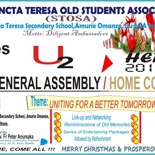 CHRISTMAS: Sancta Teresa Sec. Sch. Old Students Association Holds General Assembly- 28 December 2019