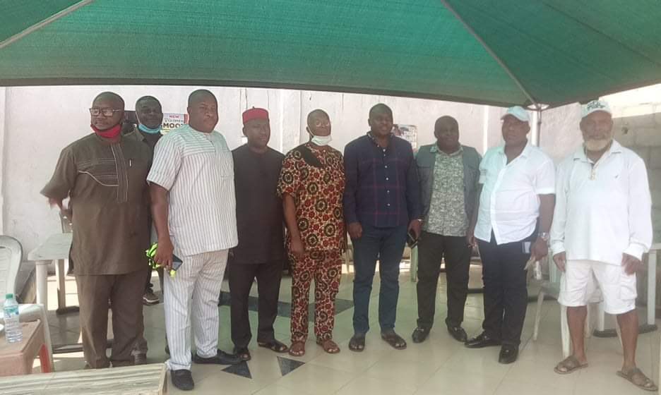 Hon Sam Nkem Otuibe, member representing Ahiazu Mbaise State Constituency, in the imo House of Assembly, Hon Ralph Nwosu, Commissioner of Works flanked by others during road inspection tour at Ahiazu Mabaise, recently.