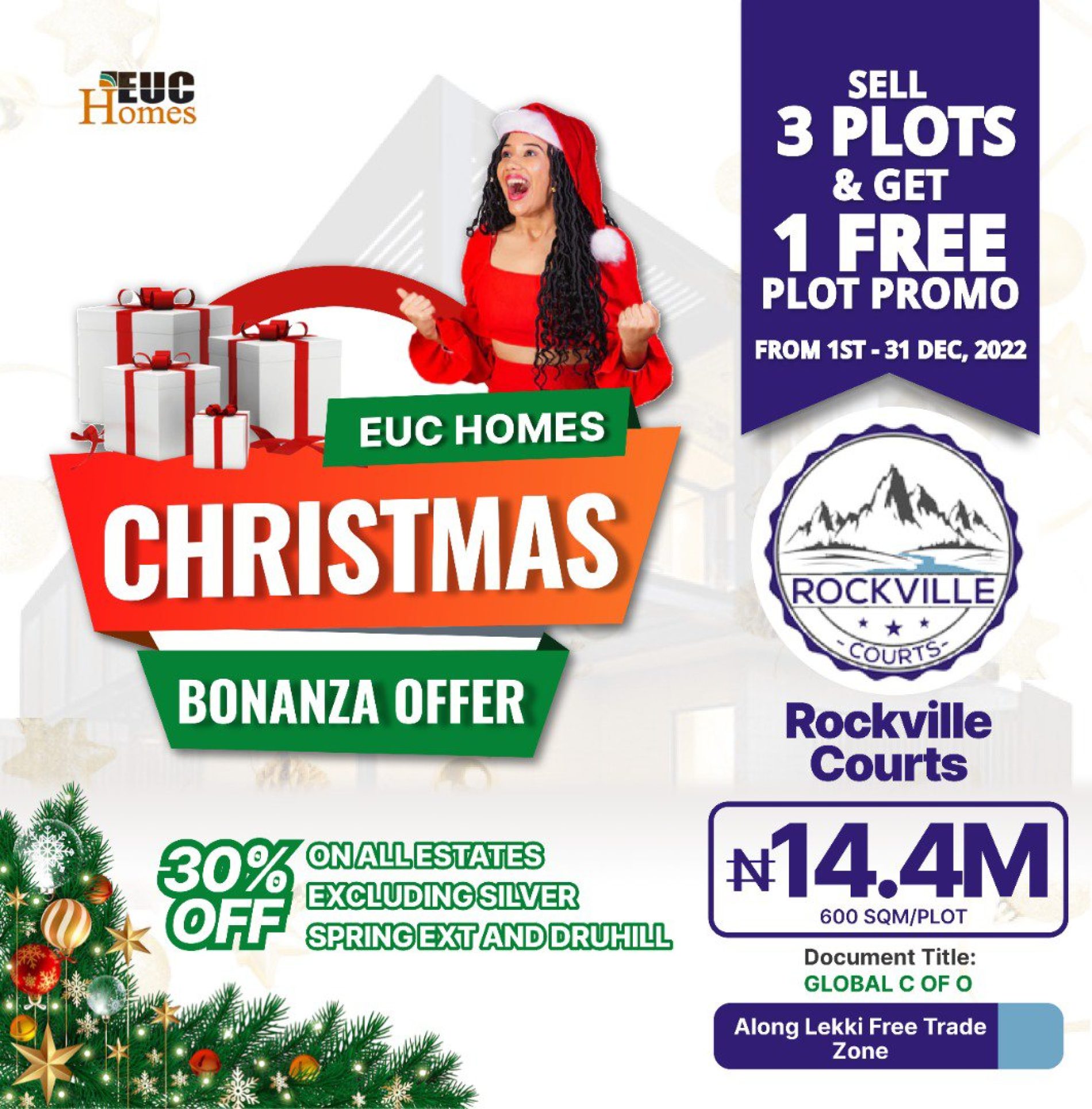 EUC HOMES BONANZA: Sell 3 Plots, Get 1 Free, Get Discounts At Rockville Courts