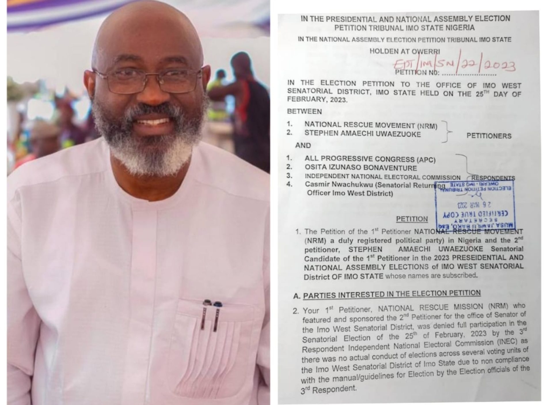 Election Malpractice: NRM Imo West Senatorial Candidate, Uwaezuoke Decries State of Impunity, Heads To Tribunal