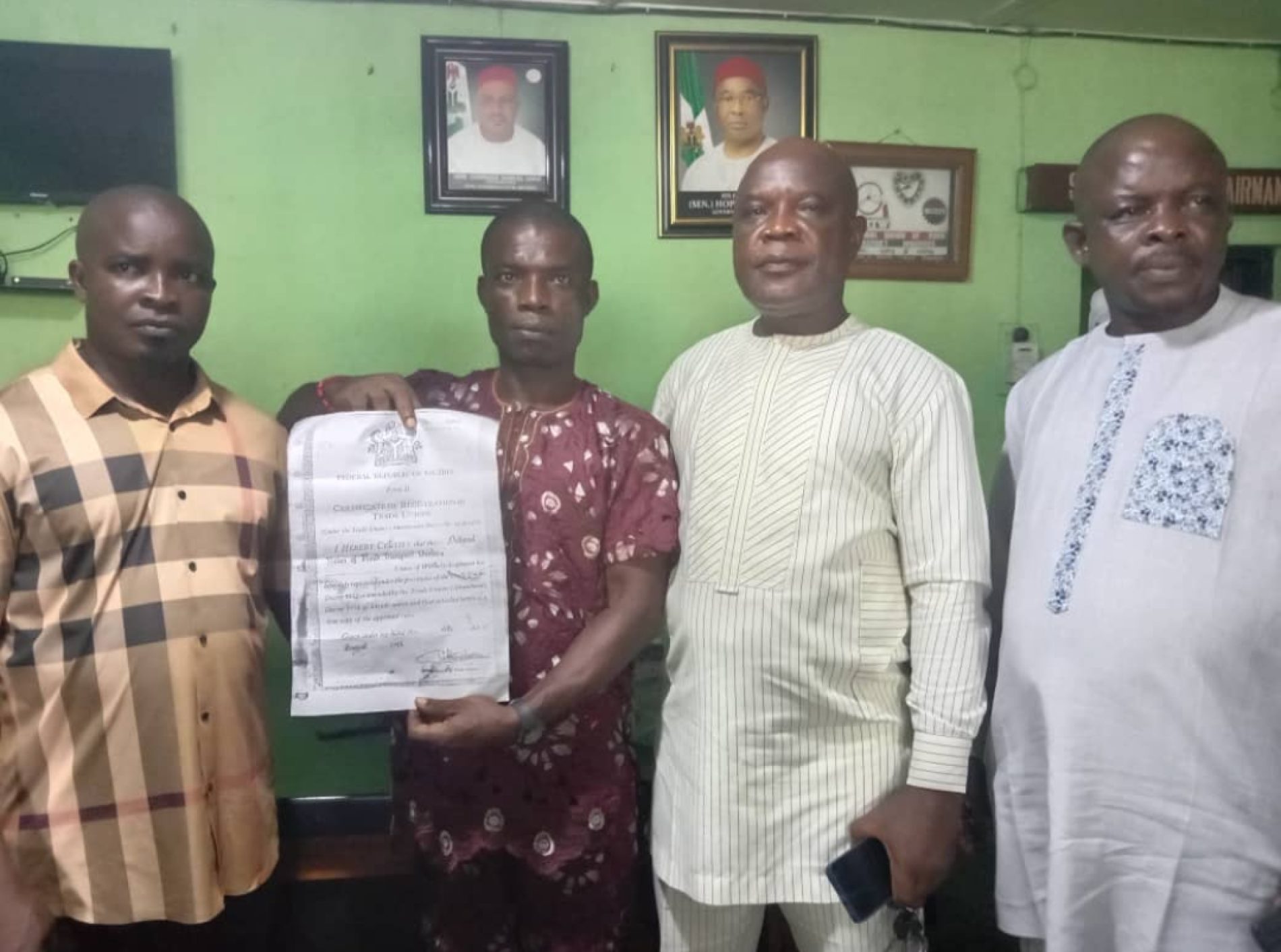 Imo Truck Drivers identify with NURTW, receive membership certificate