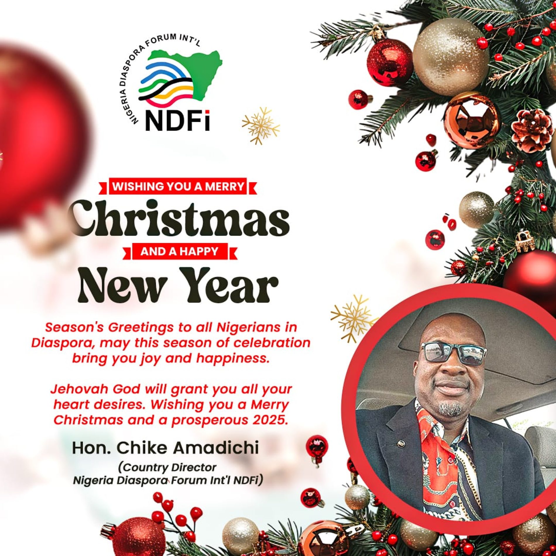 Yuletide: NDFi Country Director Wishes Nigerians in Diaspora a Merry Christmas