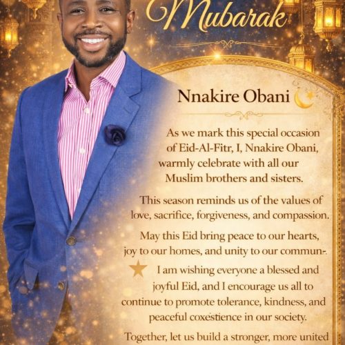 Visionary leader, Obani Nnakire celebrates Muslims on Eid Mubarak