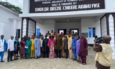 FUTO VC Prof. Oti Hails Engr. Dr. Okezie Akwiwu For Donating Administrative Building To Institution