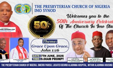 Uzodinma, Otti, Nwifuru, Prelate, others to attend Presbyterian Church 50th anniversary in Imo