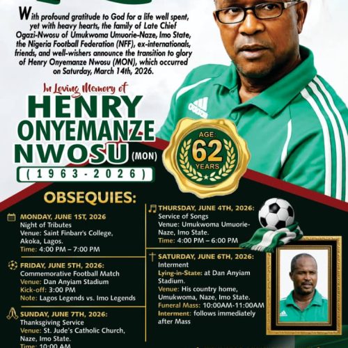 Imo SWAN Pays Tribute to Football Icon Henry Nwosu as Burial Plans Emerge