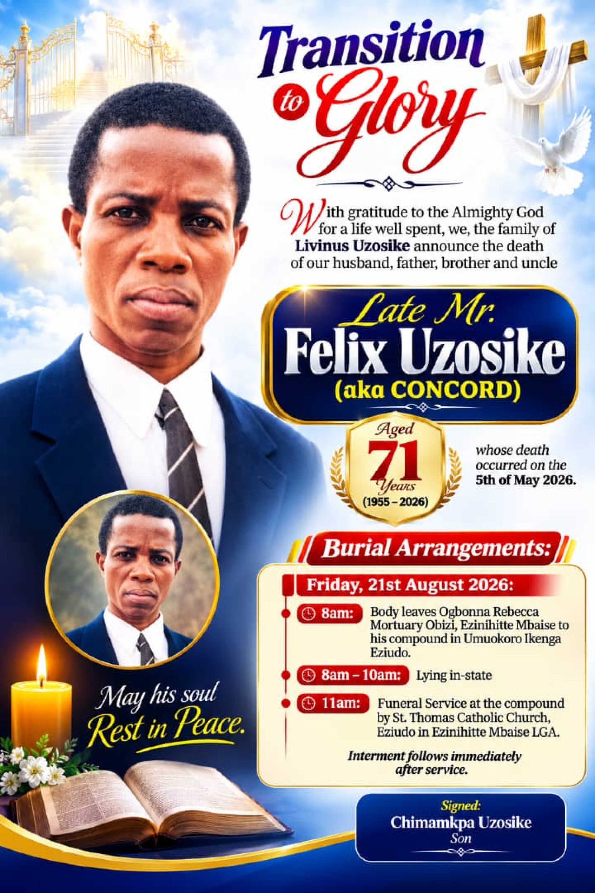 Felix Uzosike, 71, for Burial Friday, August 21, as Imo NUJ Assistant Secretary Mourns