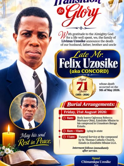 Felix Uzosike, 71, for Burial Friday, August 21, as Imo NUJ Assistant Secretary Mourns