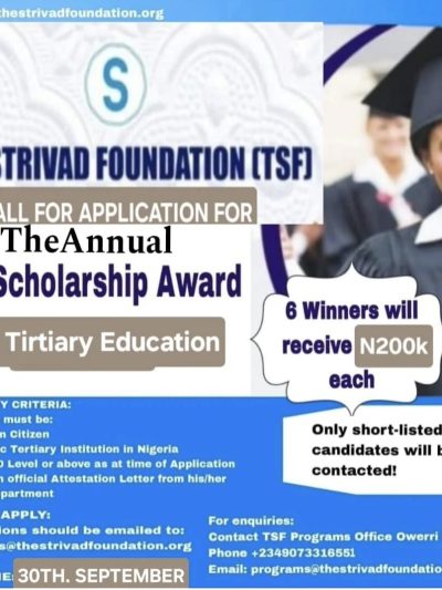 TSF calls for Applications for Scholarship Award for tertiary students in Nigeria