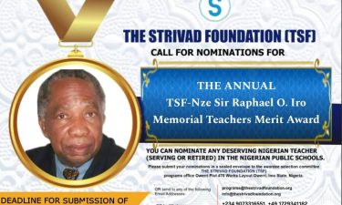 TSF calls for nominations for 2026 TSF – Nze Sir Raphael O. Iro Memorial Teachers Merit Award