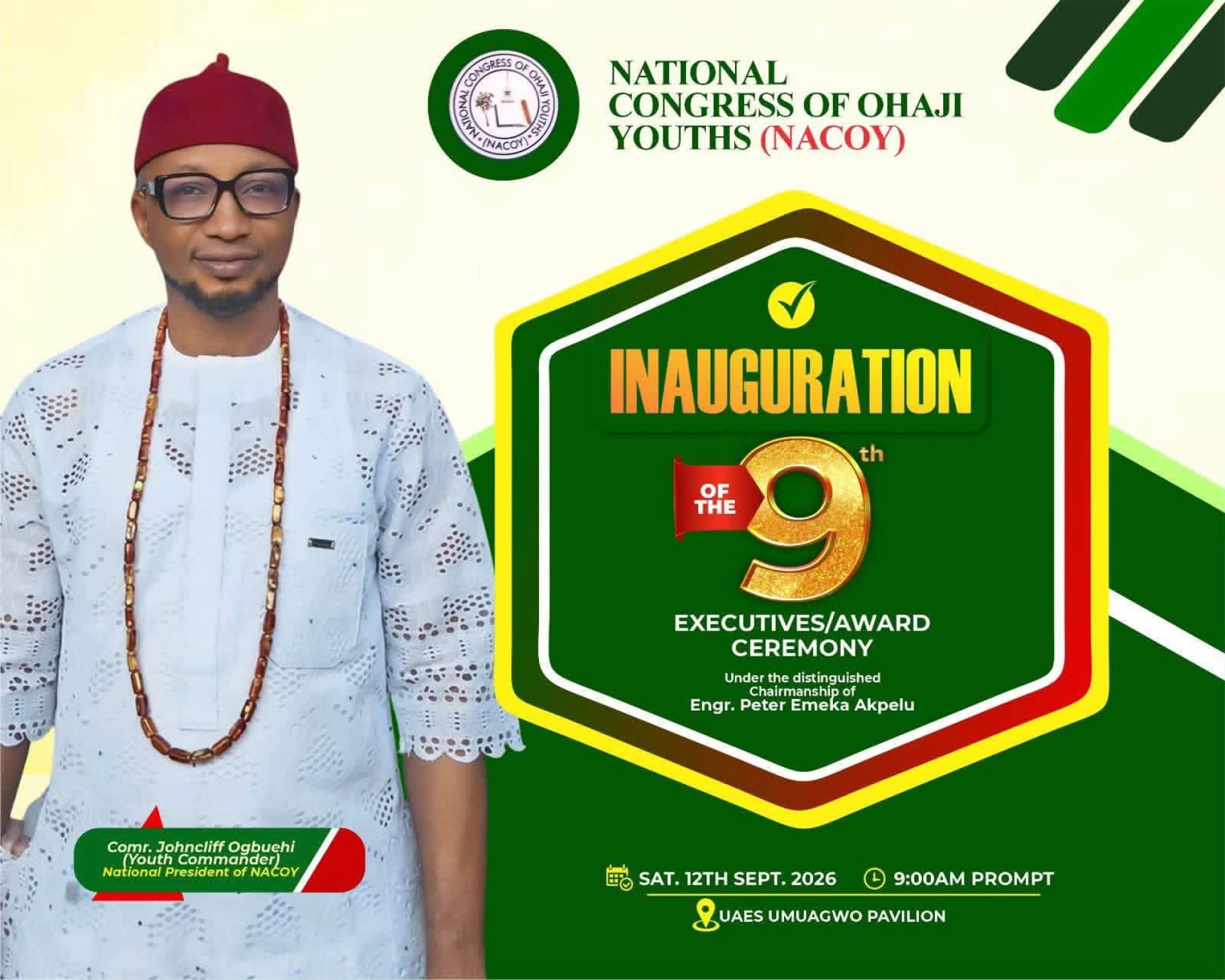 Ohaji Youth Inaugurates Newly Elected NACOY Executive as Ogbuehi Takes Over as President
