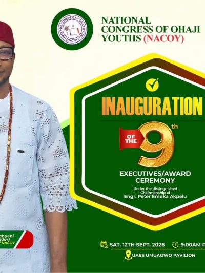 Ohaji Youth Inaugurates Newly Elected NACOY Executive as Ogbuehi Takes Over as President