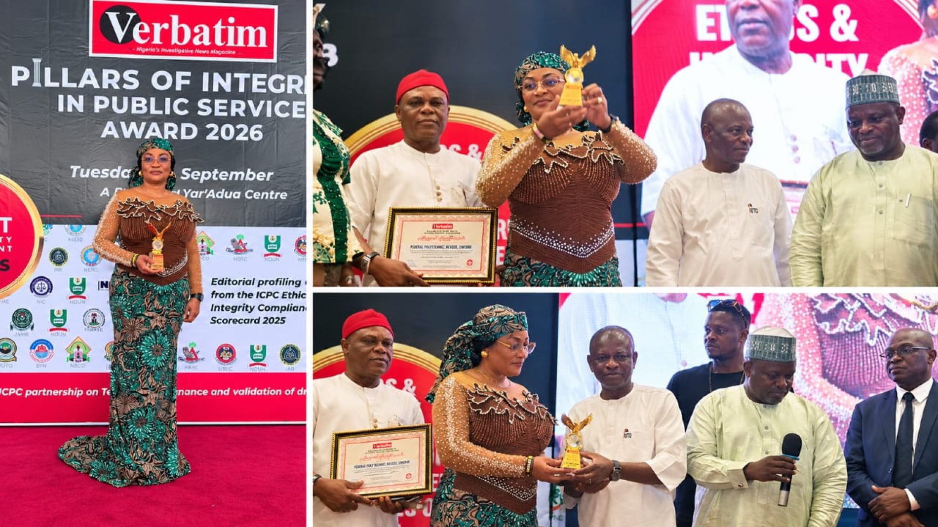 National Honour in Abuja: Rector Basilia Igbokwe, Nekede Poly Get Top ICPC-Verbatim Integrity Awards