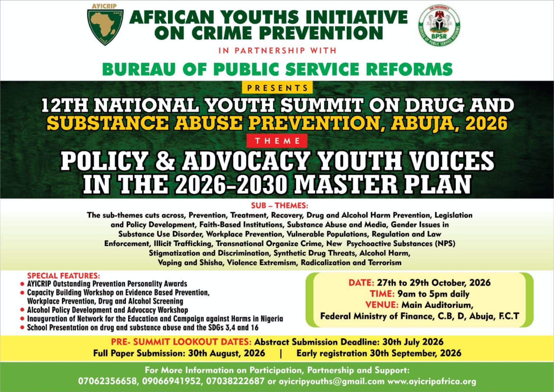 AYICRIP Finalises Plans for 12th National Youth Summit on Drug Abuse Prevention